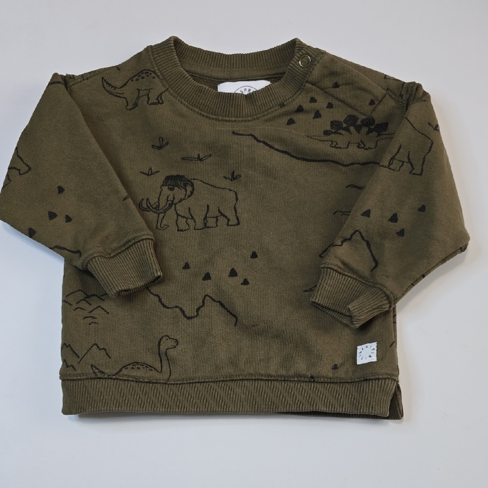 Sproet & Sprout Dinosaur Print Sweatshirt - Olive Green